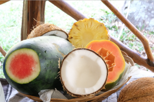 Tropische smoothie met vers kokoswater