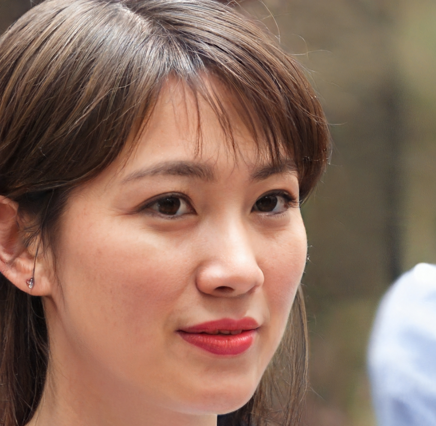 Vrouw met bruin haar en rode lippenstift