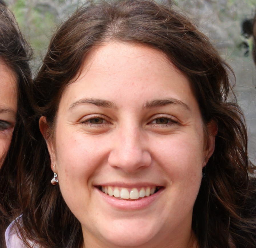 vrouw lach bruin haar