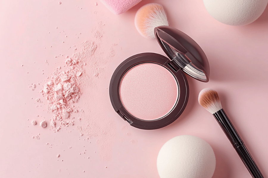 roze ondergrond poeder kwast blender huda beauty powder dupe