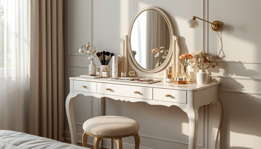 Opgeruimde make-up tafel