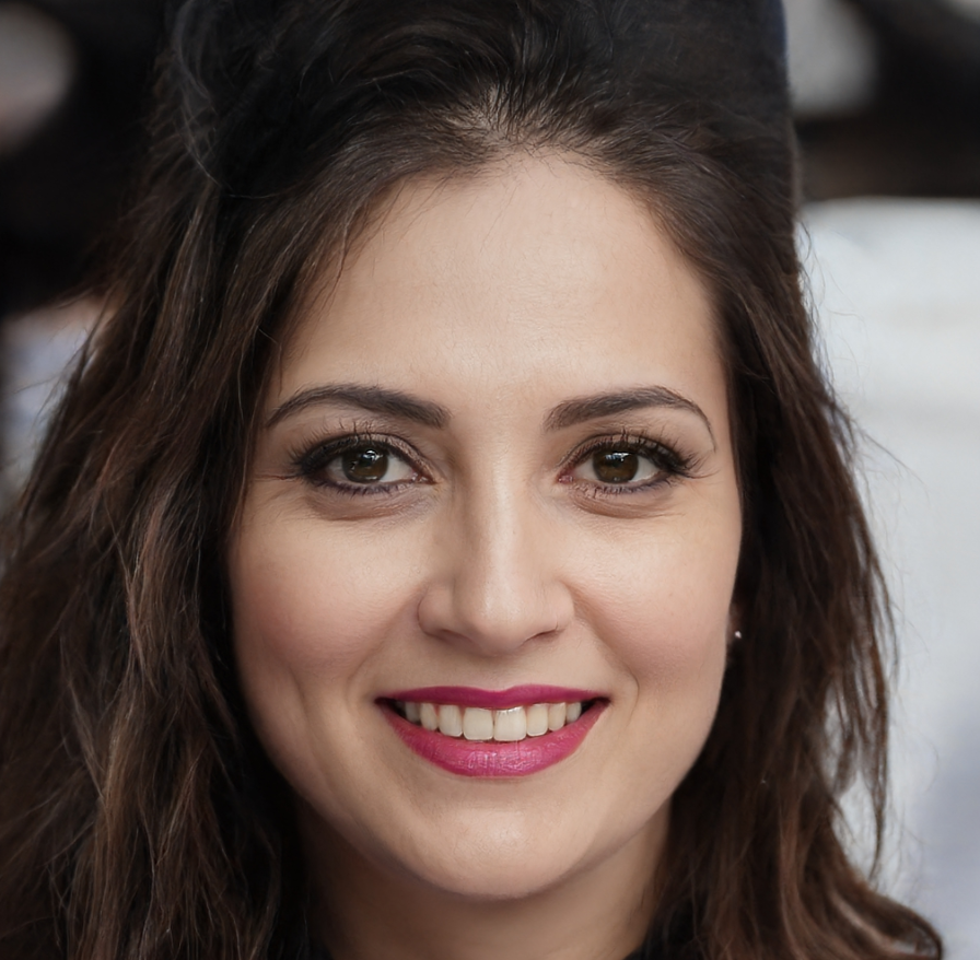 Vrouw met donker haar en rode lippenstift