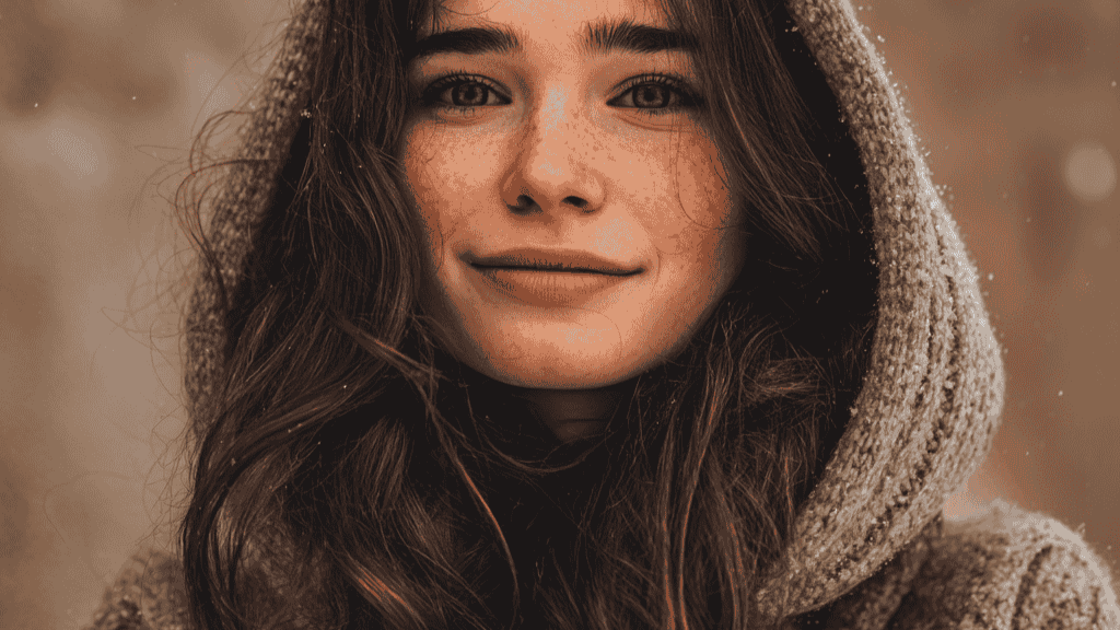 Vrouw in wollen kleding