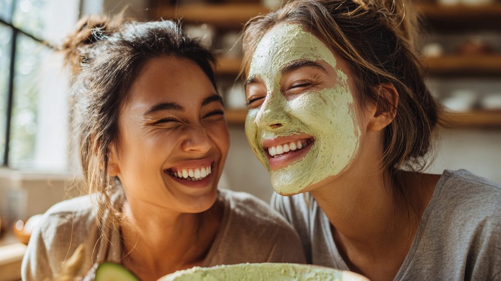 DIY maskertjes vol vitaminen aanbrengen vriendinnen