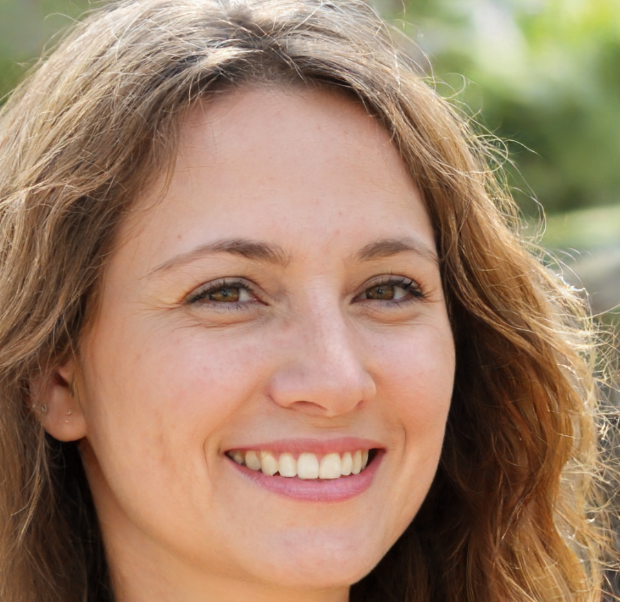 vrouw donkerblond haar glimlach