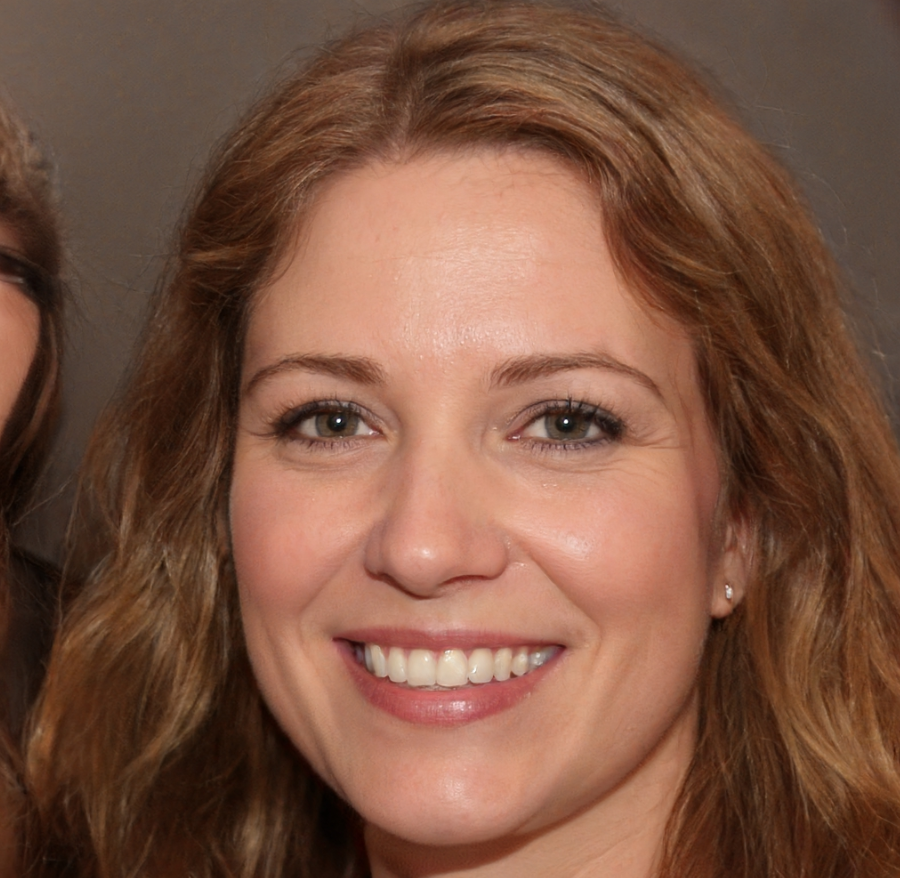 vrouw blond golvend haar glimlach