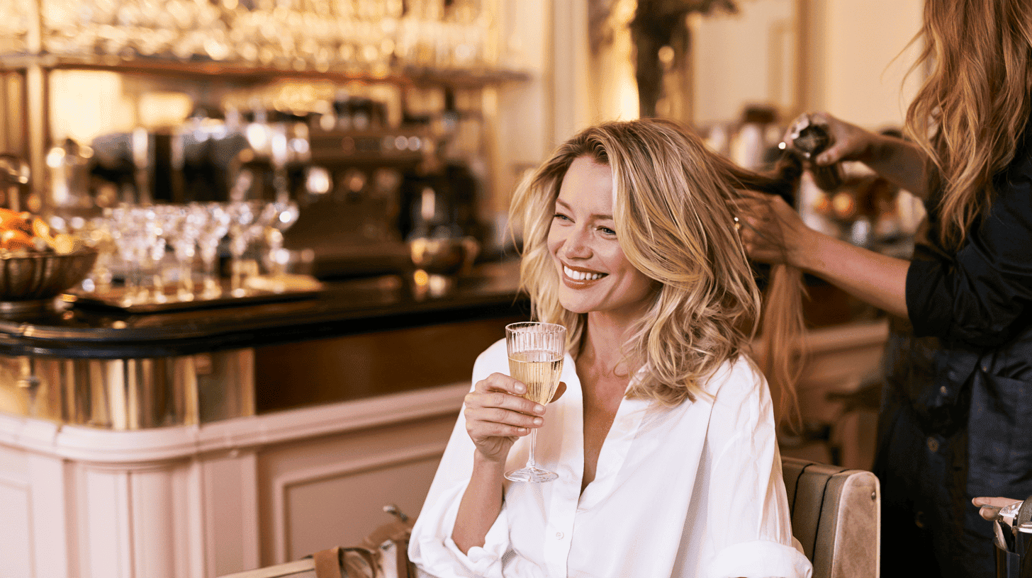 Beauty bar met drankje tijdens behandeling